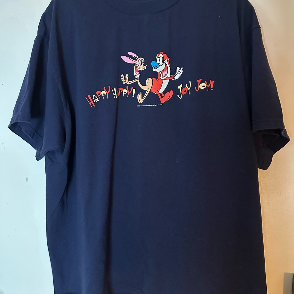 Vintage 2001 Y2K The REN and Stimpy Show Navy Crewneck T Shirt Adult XL
